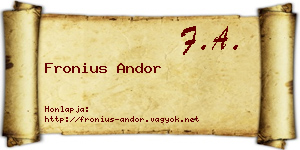 Fronius Andor névjegykártya